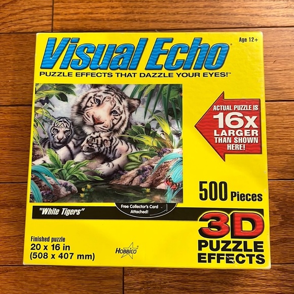 3D White Tigers 500 Piece Puzzle - Picture 1 of 5